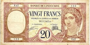 20 Francs (New Caledonia 1929)  Banknote