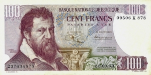 BELGIUM 100 Francs 1969 Banknote