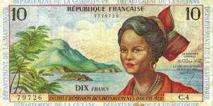 FRENCH ANTILLES 10 Francs 1963 Banknote