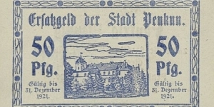 50 Pfennig Notgeld - Penkun. Banknote