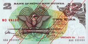 Papua New Guinea N.D. 2 Kina.

Specimen. Banknote