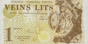 1 Lits - Zemaitiu festival. Banknote