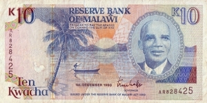 Malawi 1990 10 Kwacha. Banknote