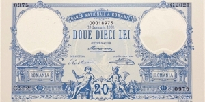 20 Lei (Polymer official modern reprint by Romanian National Bank after first banknote issued by BNR in 1881 / Limited issue of 30,000 pc) Banknote