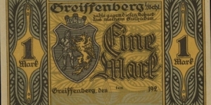 Greiffenberg 1 Mark notgeld Banknote