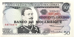 50 Escudos (overprinted in 1976 /consecutive series 2 of 2 - A 475 9 476) Banknote