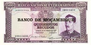 500 Escudos (overprinted in 1976 /consecutive series 1 of 2 - 10 811 410) Banknote