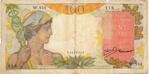 100 Piastres / Yuan / Dong / Kip / Riels (French Indochina-1947) Banknote