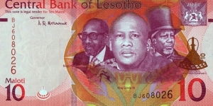 Lesotho 2021 10 Maloti. Banknote