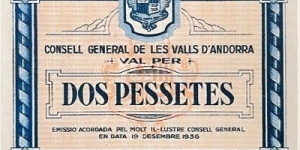 2 Pessetes (1st Issue / Official Reproduction) Banknote