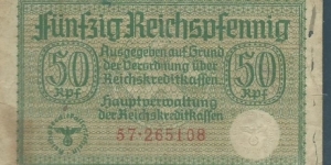 50 Reichspfennig / pk R 135 / Occupied Territories - WWII Banknote