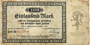1000 Mark (Local Issue / Heidelberg Municipality / Weimar Republic 1922) Banknote