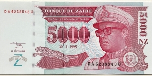 5000 Nouveaux Zaires (Republic of Zaire)  Banknote