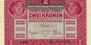 AUSTRIA 2 Kronen 1919 Banknote