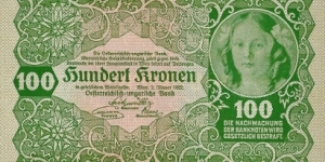 AUSTRIA 100 Kronen 1922 Banknote