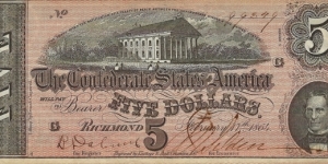 CONFEDERATE STATES OF AMERICA 5 Dollars 1864 Banknote