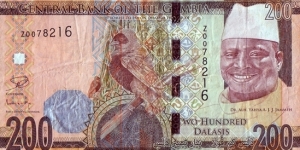 The Gambia N.D. (2015) 200 Dalasis.

Yahya Jammeh.

Replacement note. Banknote