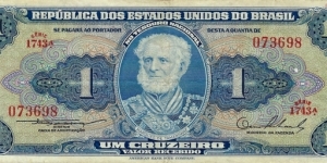 BRAZIL 1 Cruzeiro 1954 Banknote