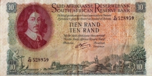 South Africa N.D. (1962-65) 10 Rand.

Afrikaans on Top type. Banknote