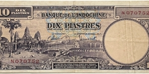 10 Piastres / Dong (French Indochina) Banknote
