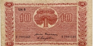 10 Markkaa (Litt.B / kekkonen & Carpelan/ 1948) Banknote