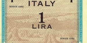 ITALY 1 Lira 1943 (Allied Occupation) Banknote