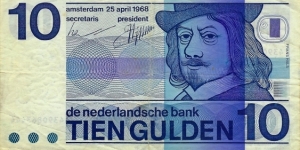 NETHERLANDS 10 Gulden 1968 Banknote