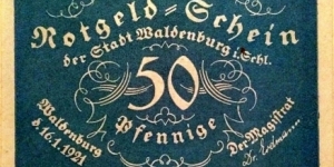 Waldenburg (Wałbrzych) 50 Pfennige notgeld Banknote