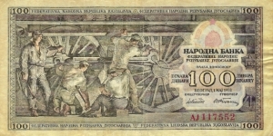 YUGOSLAVIA 100 Dinara 1953 Banknote