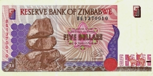 ZIMBABWE 5 Dollars 1997 Banknote