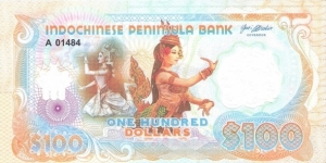 Indochinese peninsula; 100 dollars.
Polymer note, private fantasy issue.  Part of the Elephant Collection! Banknote