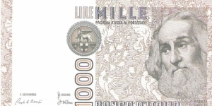 1000 lire; 1982 Banknote