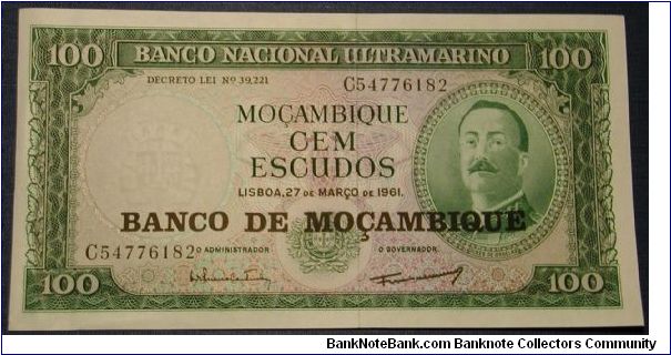 Mozambique 100 Escudos 1961 Banknote