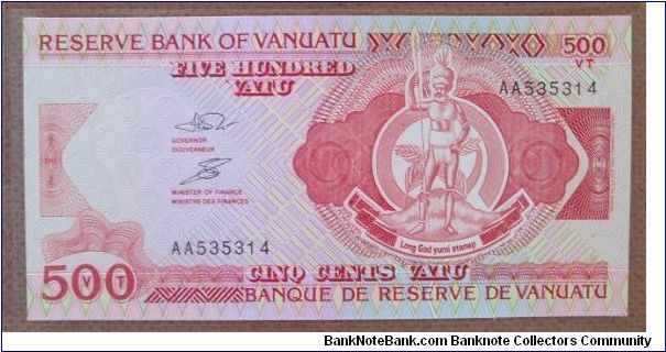 500 Vatu. Interesting long gods Banknote