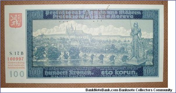 100 Korun, under Bohemia & Moravia Banknote