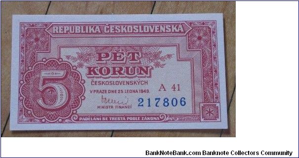 Czechoslovakia 5 Korun 1949

NOT FOR SALE Banknote