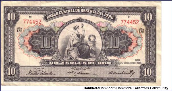 10 Soles de Oro series I35 Banknote