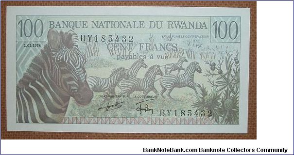 100 Francs, zebras. Banknote