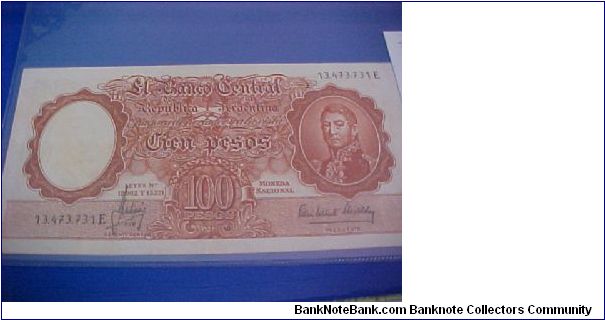 100 pesos moneda nacional
Serial E
13.473.731
Signs Mastropiero - Elizalde Banknote