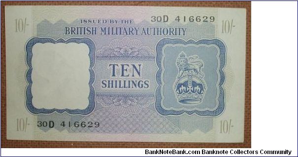 10 Shillings, British Military Authority Banknote