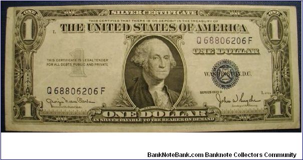 US 1 Dollar Silver Certificate 1935D Banknote