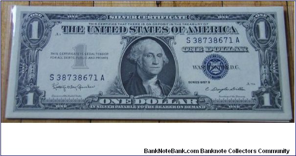 US 1 Dollar Silver Certificates 10 Consecutive Serials 1957B Banknote