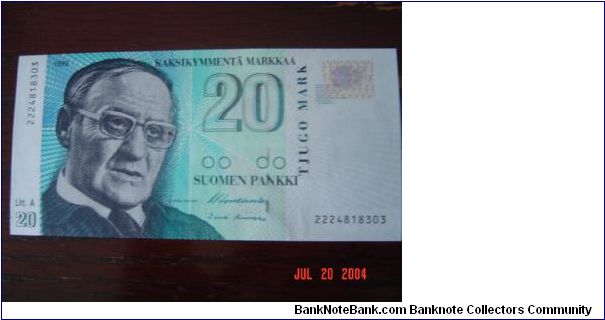 Finland P-123 20 Markkaa Litt. A. (1997) Banknote