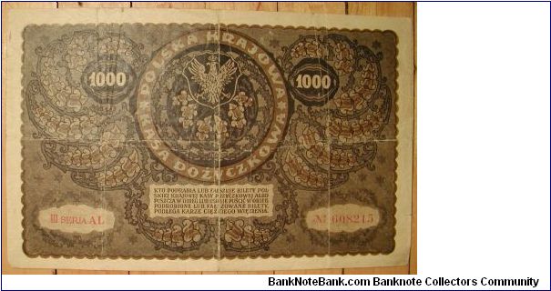 Banknote from Poland year 1919