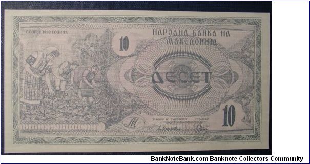 Macedonia 10 Denari 1992 Banknote