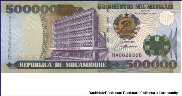 P-NEW, 500.000 Meticais, 2003 Banknote