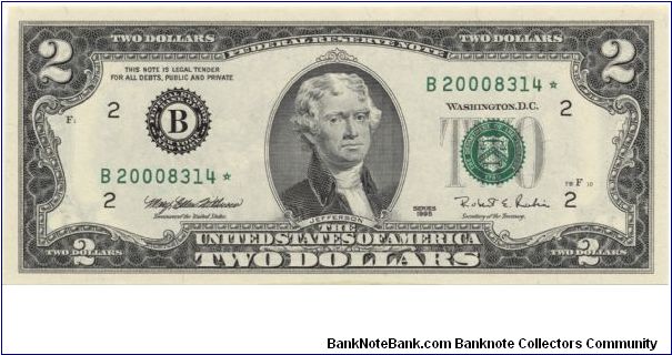 2 dollars. Millenium star note. Banknote