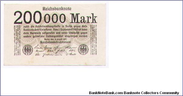 200 Mil Mark 09.08.1923 - FE. Banknote