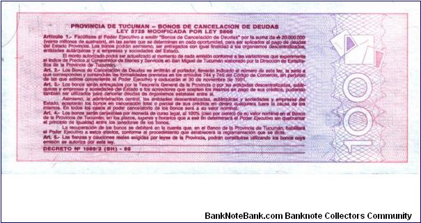 Banknote from Argentina year 1991