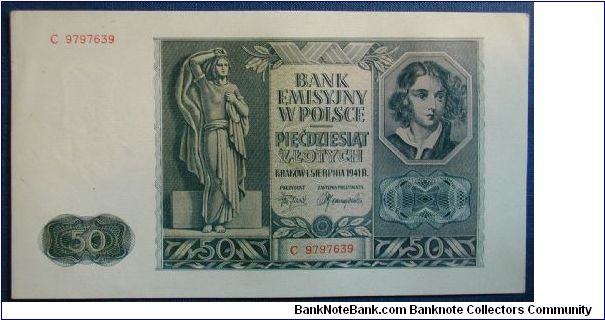 Nazi Occipied Poland 1941 50 Zloty

NOT FOR SALE Banknote